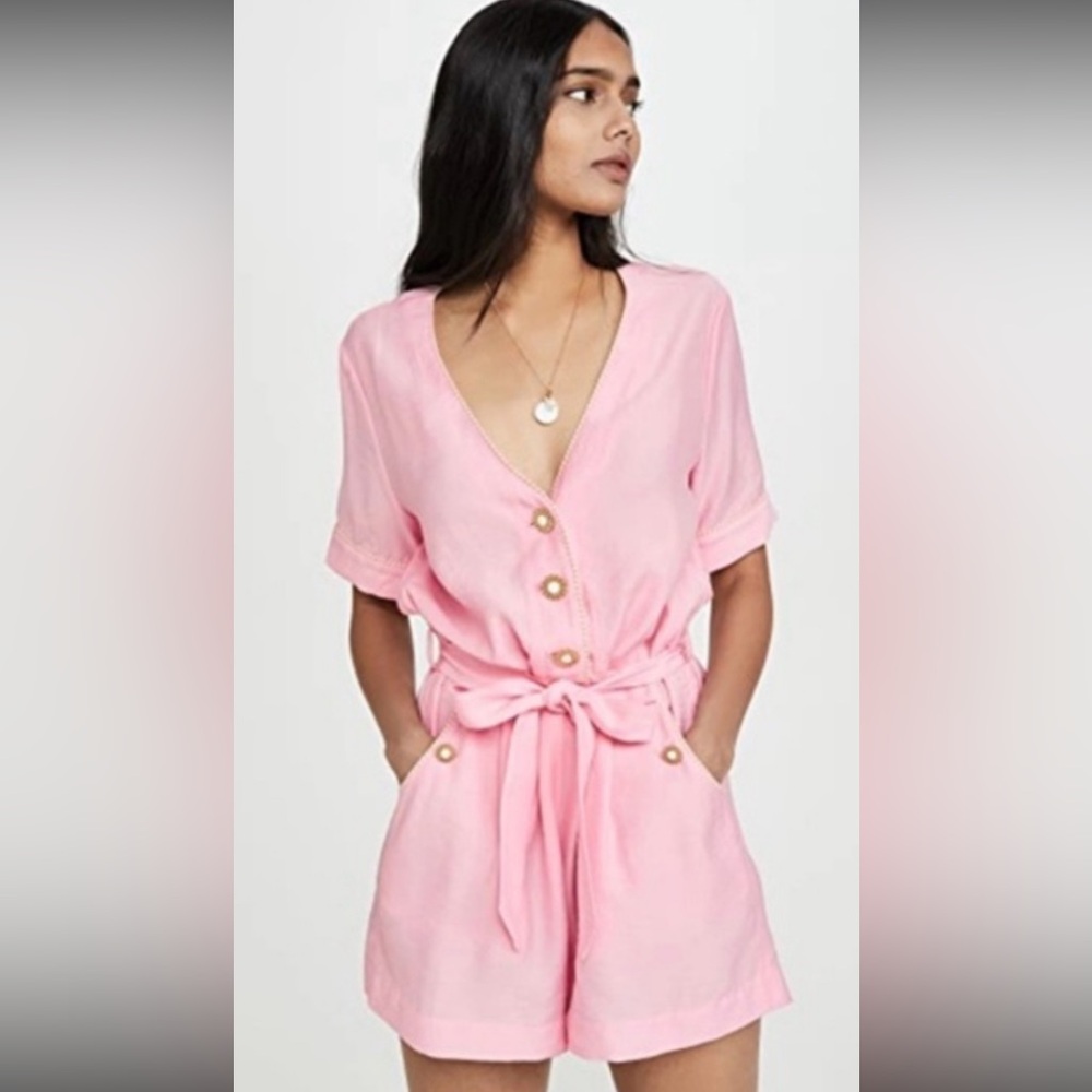 Jonathan Simkhai Pink Button-Down Romper NWT